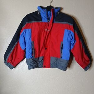 Vintage Boys HONOR Puffer Coat Red Blue & Black Size 8 M